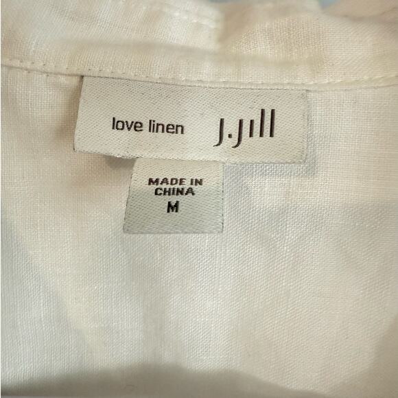J. Jill 100% Linen Blouse Size Medium White Button Top Shirt Neutral Blouse - Picture 3 of 6